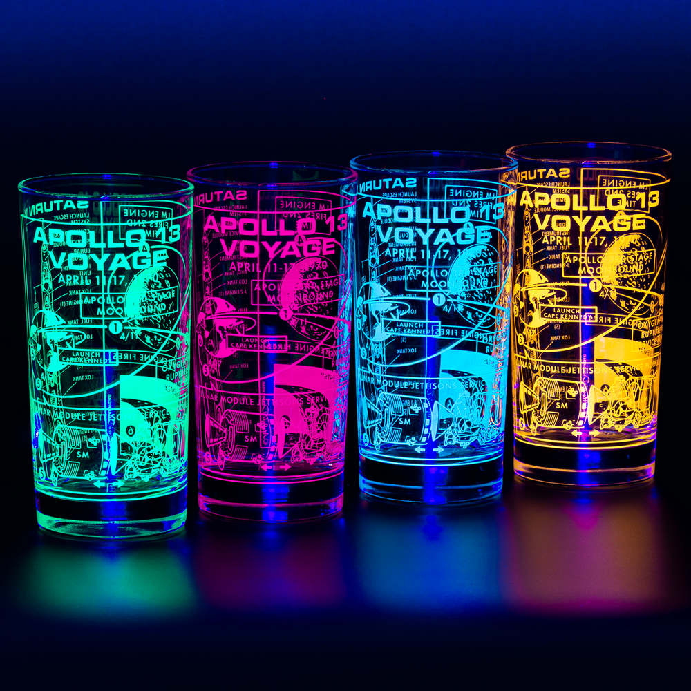 Apollo 13 voyage fluorescent mix collins glasses joretro vintage market