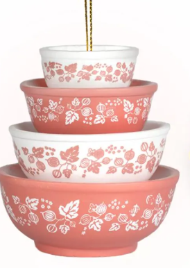 Gooseberry Miniature Pyrex Inspired Bowl Stack Ornament | JoRetro