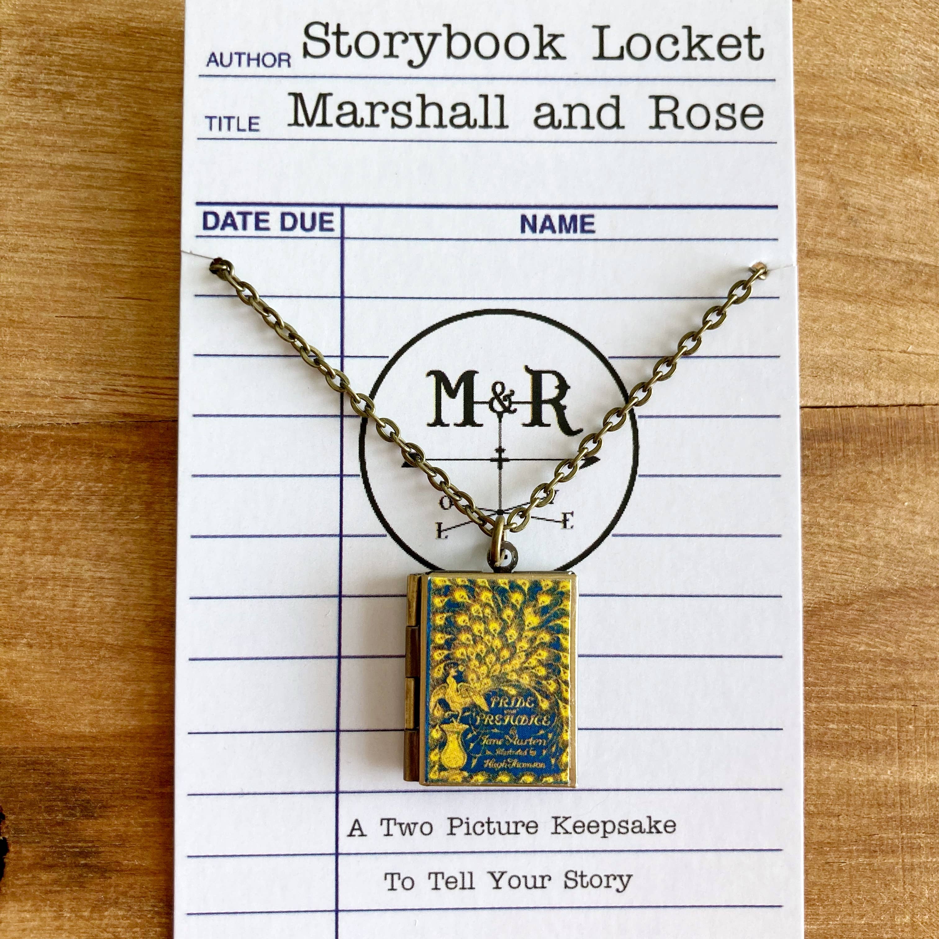 Book Locket Pride and Prejudice - Vintage Peacock: Bronze