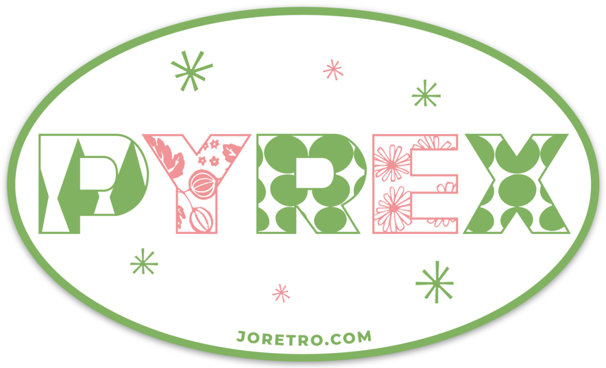 Pyrex Decal Sticker Green/Pink | JoRetro Vintage Market