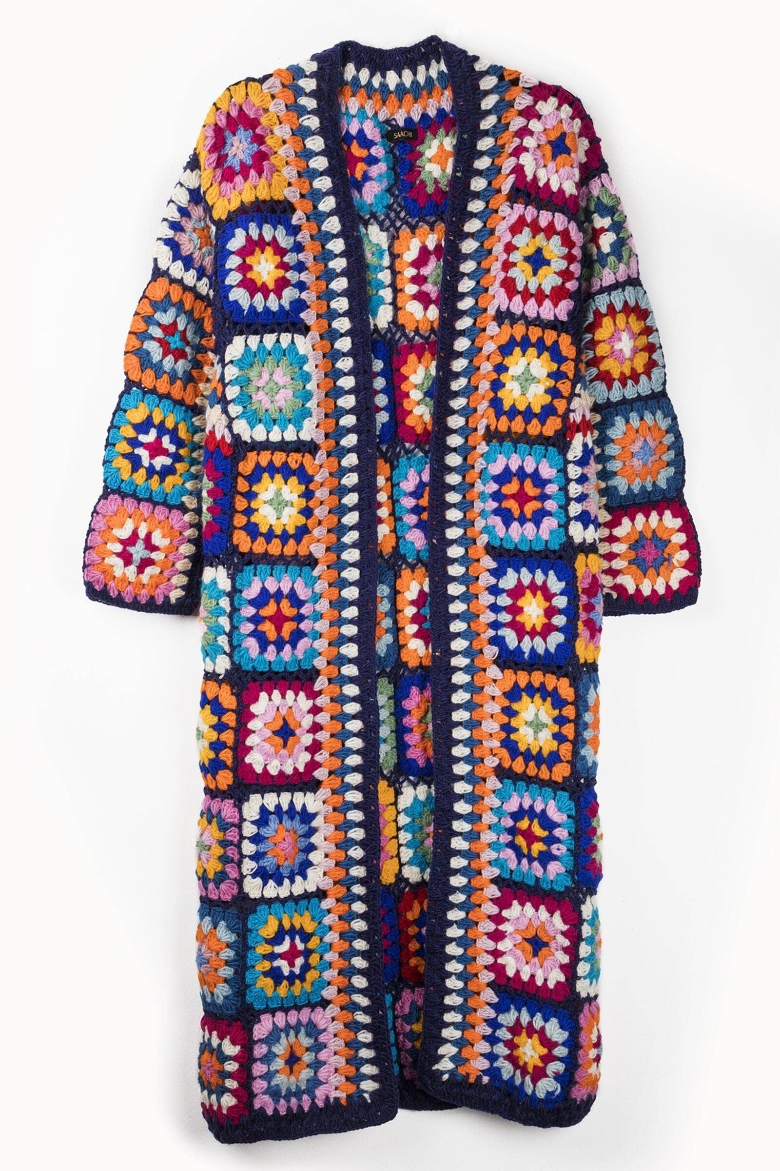 Woolen Granny Square Crochet Kimono JoRetro Vintage Market