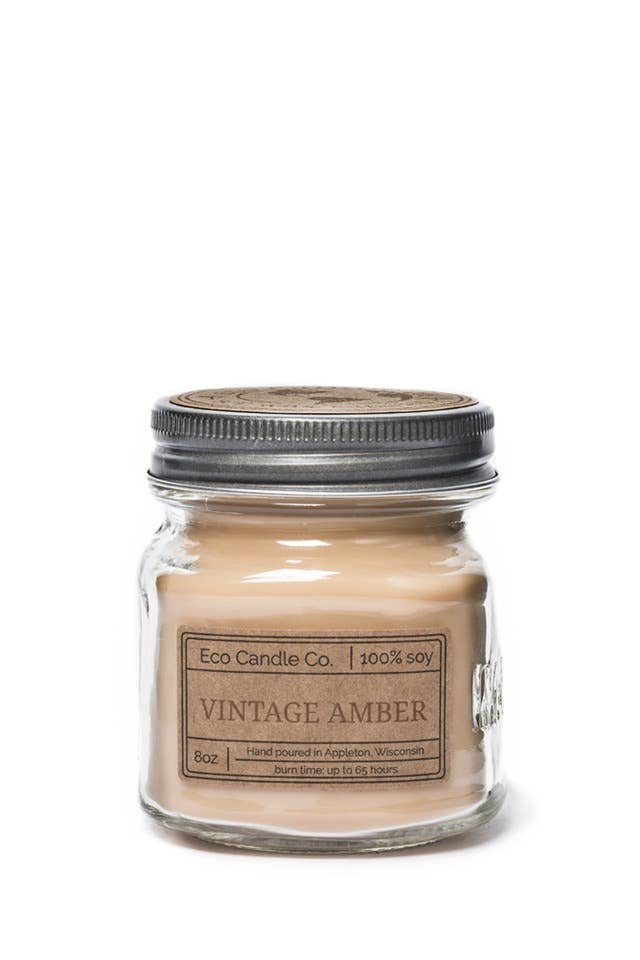 8oz Vintage Amber Mason Jar Candle JoRetro Vintage Market