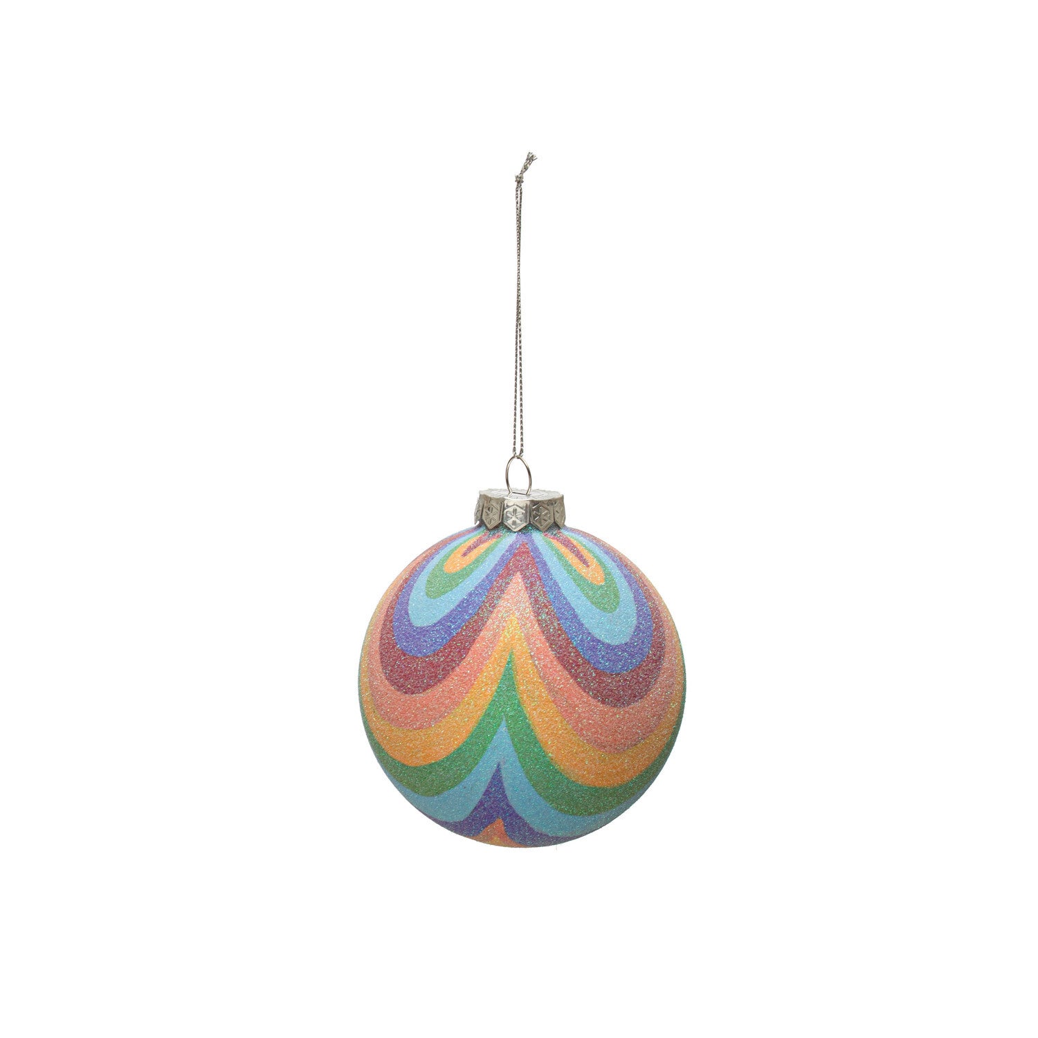 Round Glass Rainbow Ball Ornament w/ Glitter, Multi Color JoRetro Vintage Market