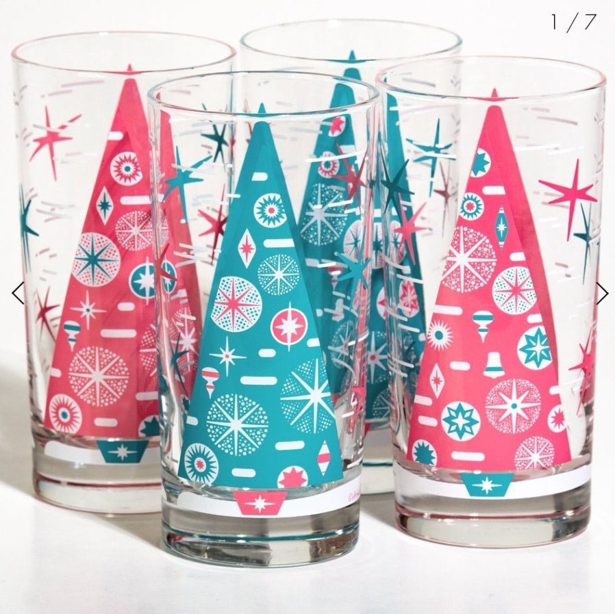 Winter Wonderland Glassware Kitschy Pink & Aqua JoRetro Vintage Market