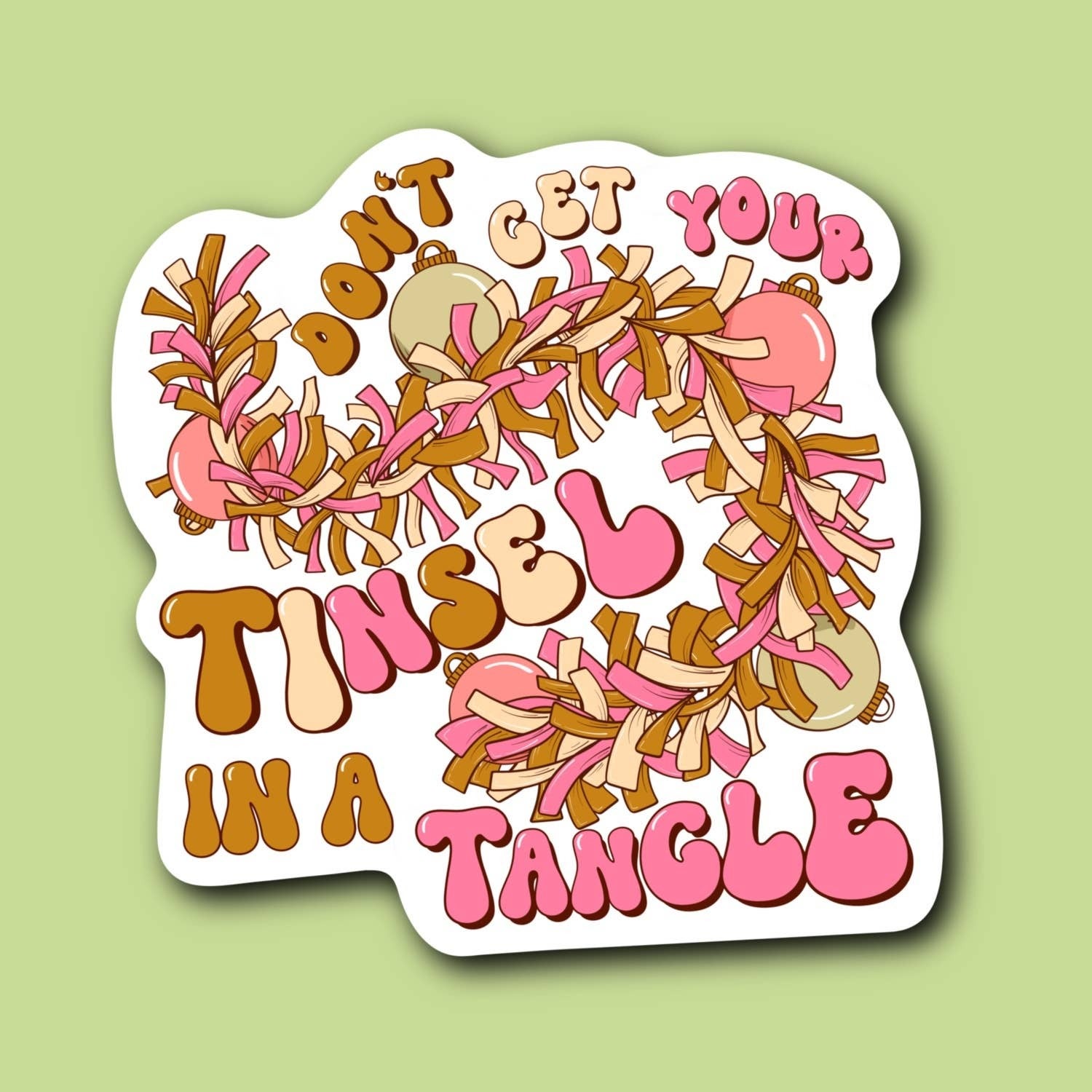 Tinsel in a Tangle Funny Holiday Season Sticker JoRetro Vintage Market