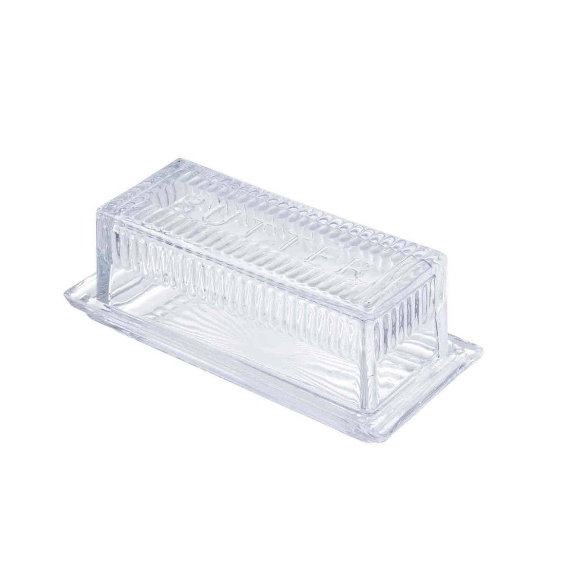 Cobalt Blue Glass Butter Dish With Lid - Fits 1/4 Lb. Stick - Crisscross Pattern