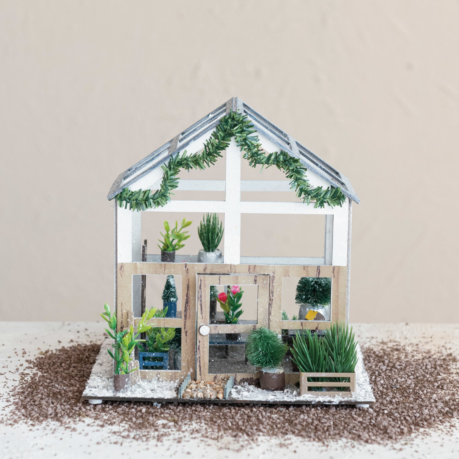 Paper Greenhouse W Garland Plants Joretro Vintage Market