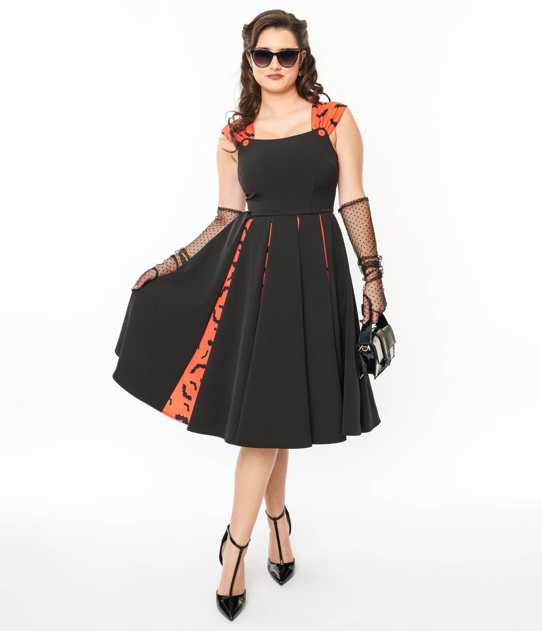 Black 1950s swing dress deals